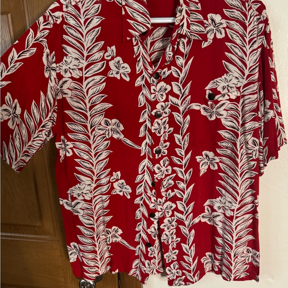 Red Floral Hawaiian Shirt S